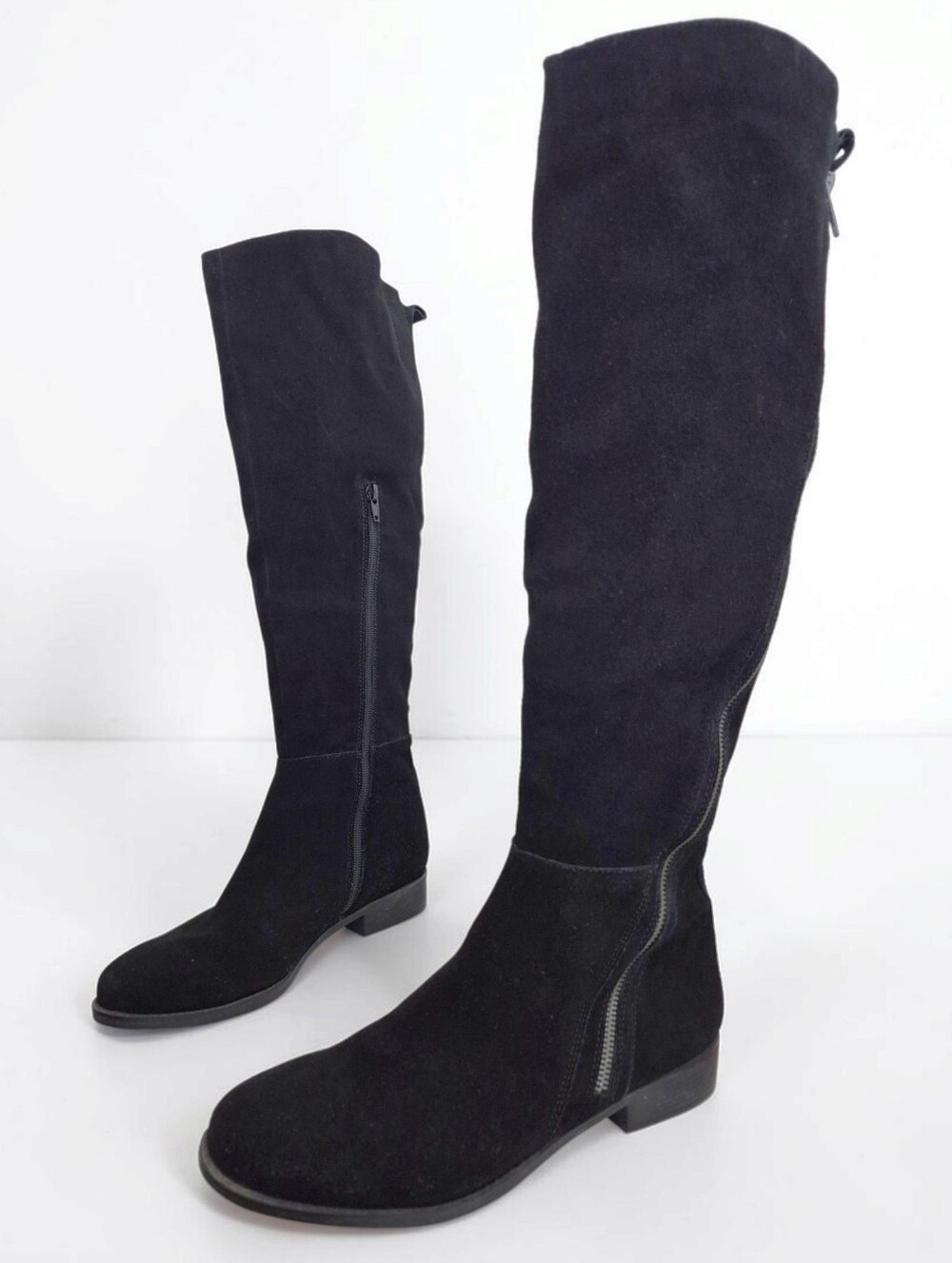 Matisse Scarlett Black Tall Suede Knee High Leather Riding Boots 9M low heel